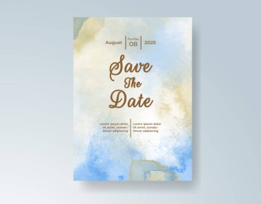 Soyut suluboya arkaplan içeren düğün davetiyesi