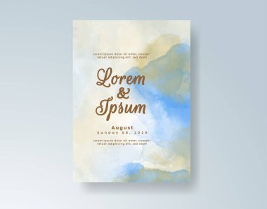 Soyut suluboya arkaplan içeren düğün davetiyesi