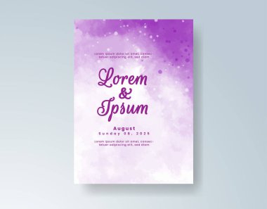 Soyut suluboya arkaplan içeren düğün davetiyesi