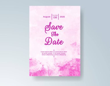 Soyut suluboya arkaplan içeren düğün davetiyesi