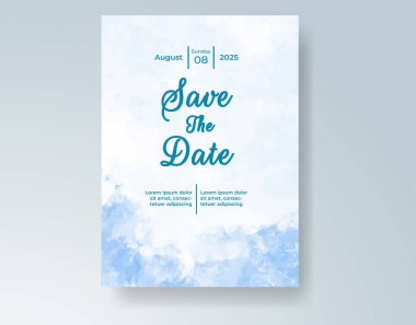 Soyut suluboya arkaplan içeren düğün davetiyesi