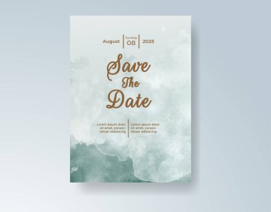 Soyut suluboya arkaplan içeren düğün davetiyesi