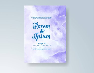 Soyut suluboya arkaplan içeren düğün davetiyesi
