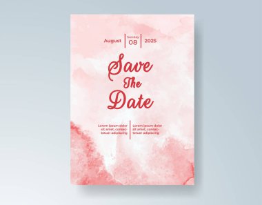 Soyut suluboya arkaplan içeren düğün davetiyesi