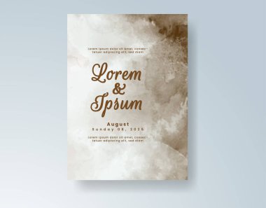 Soyut suluboya arkaplan içeren düğün davetiyesi