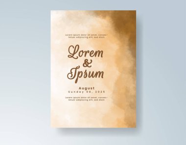 Soyut suluboya arkaplan içeren düğün davetiyesi