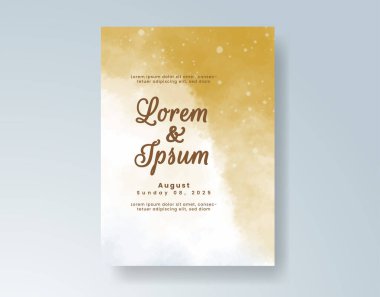 Soyut suluboya arkaplan içeren düğün davetiyesi