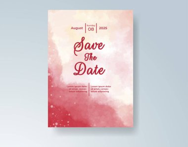 Soyut suluboya arkaplan içeren düğün davetiyesi