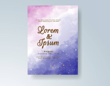 Soyut suluboya arkaplan içeren düğün davetiyesi