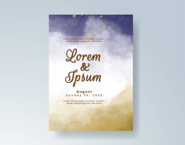 Soyut suluboya arkaplan içeren düğün davetiyesi