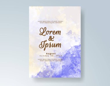 Soyut suluboya arkaplan içeren düğün davetiyesi