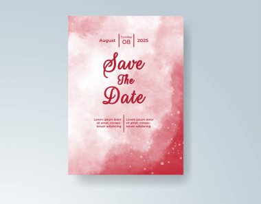 Soyut suluboya arkaplan içeren düğün davetiyesi