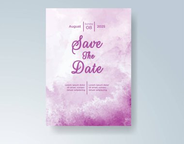 Soyut suluboya arkaplan içeren düğün davetiyesi