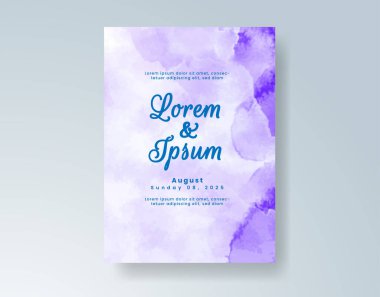 Soyut suluboya arkaplan içeren düğün davetiyesi