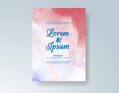 Soyut suluboya arkaplan içeren düğün davetiyesi