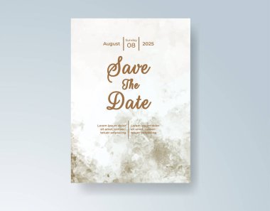 Soyut suluboya arkaplan içeren düğün davetiyesi