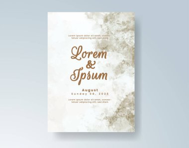 Soyut suluboya arkaplan içeren düğün davetiyesi