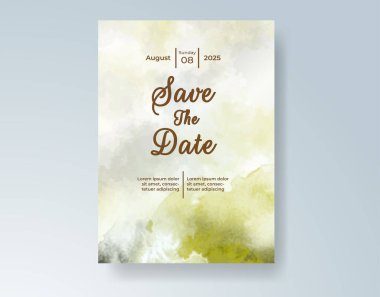 Soyut suluboya arkaplan içeren düğün davetiyesi