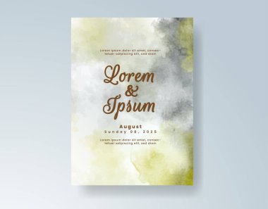 Soyut suluboya arkaplan içeren düğün davetiyesi
