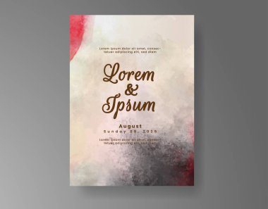 Soyut suluboya arkaplan içeren düğün davetiyesi