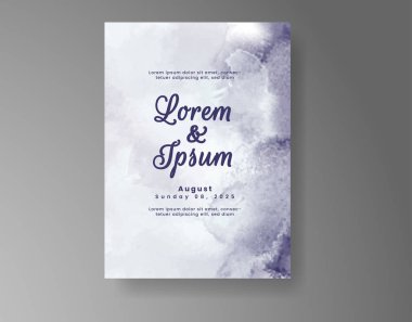 Soyut suluboya arkaplan içeren düğün davetiyesi