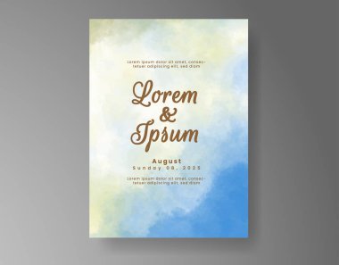 Soyut suluboya arkaplan içeren düğün davetiyesi