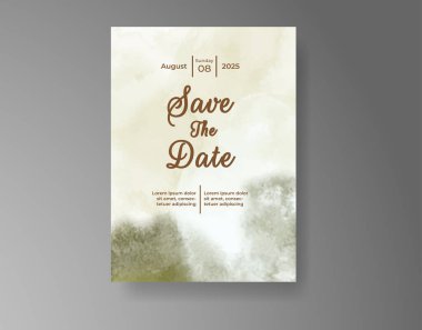 Soyut suluboya arkaplan içeren düğün davetiyesi