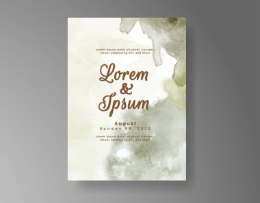 Soyut suluboya arkaplan içeren düğün davetiyesi