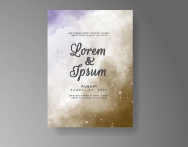 Soyut suluboya arkaplan içeren düğün davetiyesi