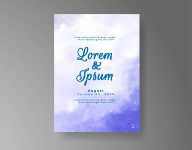 Soyut suluboya arkaplan içeren düğün davetiyesi