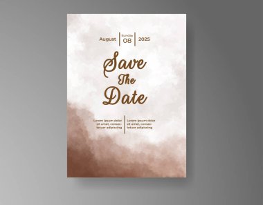 Soyut suluboya arkaplan içeren düğün davetiyesi