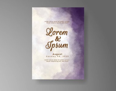 Soyut suluboya arkaplan içeren düğün davetiyesi