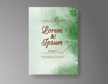 Soyut suluboya arkaplan içeren düğün davetiyesi