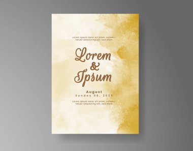 Soyut suluboya arkaplan içeren düğün davetiyesi