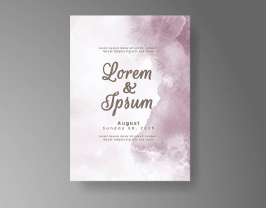 Soyut suluboya arkaplan içeren düğün davetiyesi