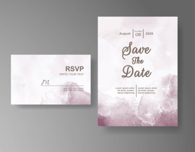 Soyut suluboya arkaplan içeren düğün davetiyesi