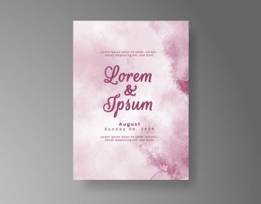 Soyut suluboya arkaplan içeren düğün davetiyesi