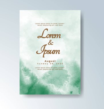 Soyut suluboya arkaplan içeren düğün davetiyesi