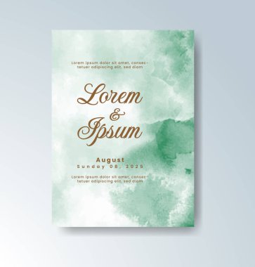 Soyut suluboya arkaplan içeren düğün davetiyesi