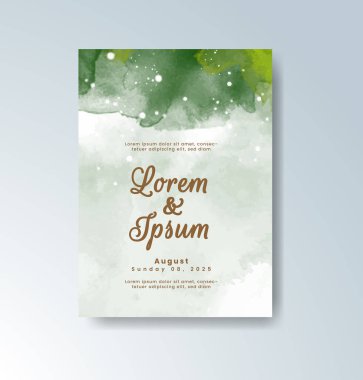 Soyut suluboya arkaplan içeren düğün davetiyesi