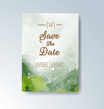 Soyut suluboya arkaplan içeren düğün davetiyesi