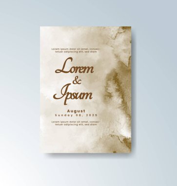 Soyut suluboya arkaplan içeren düğün davetiyesi