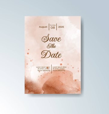 Soyut suluboya arkaplan içeren düğün davetiyesi