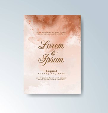 Soyut suluboya arkaplan içeren düğün davetiyesi