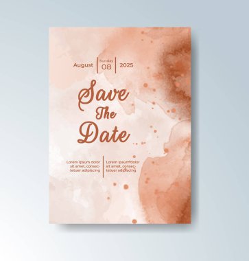 Soyut suluboya arkaplan içeren düğün davetiyesi