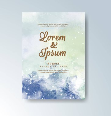 Soyut suluboya arkaplan içeren düğün davetiyesi