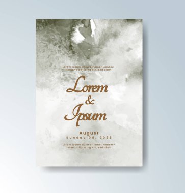 Soyut suluboya arkaplan içeren düğün davetiyesi