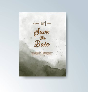 Soyut suluboya arkaplan içeren düğün davetiyesi