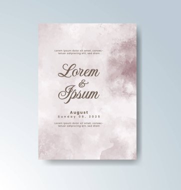 Soyut suluboya arkaplan içeren düğün davetiyesi