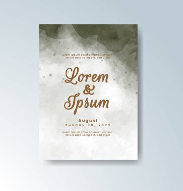 Soyut suluboya arkaplan içeren düğün davetiyesi
